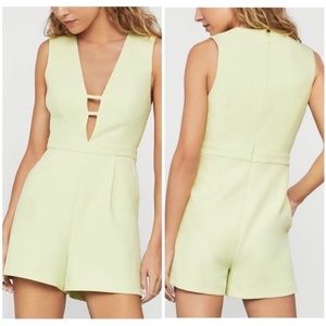BCBGMAXAZRIA LIME SHERBET DEEP-V ROMPER